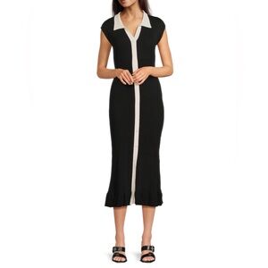 Avantlook Black and Cream Midi Dress